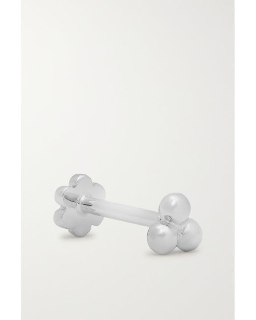 Maria Tash White 3.5Mm Ball Trinity Threaded Stud 14-Karat Single Earring