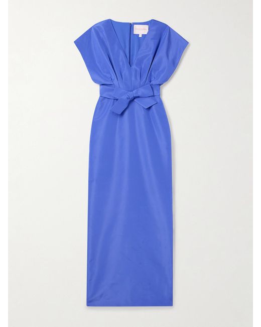 Carolina Herrera Bow-Embellished Silk-Faille Gown in Blue | Lyst