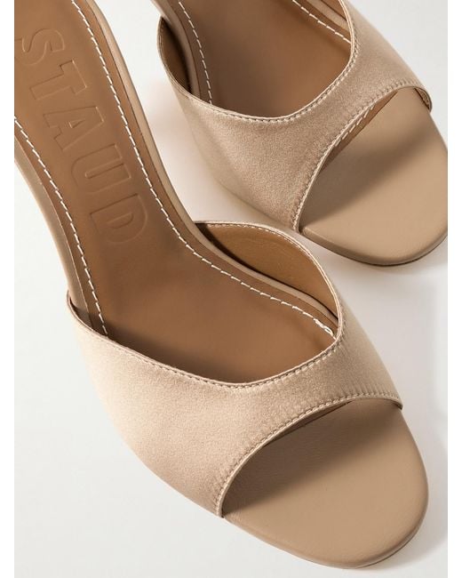 Staud Natural Brigitte Satin Mules