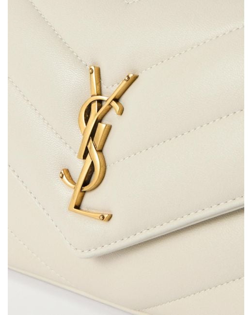 Saint Laurent Natural Loulou Schultertasche Aus Gestepptem Leder