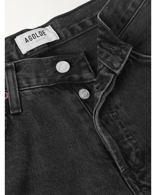 Agolde Black V-Waist Baggy Mid-Rise Straight-Leg Jeans