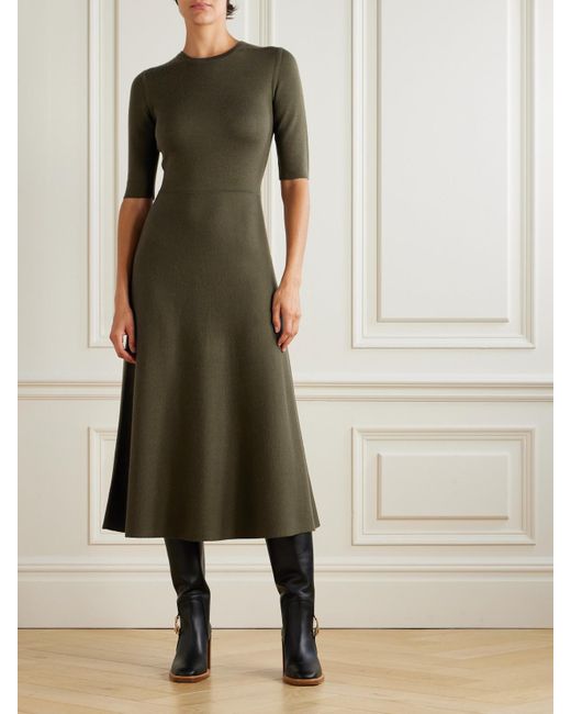 Gabriela Hearst Green Seymore Wool, Cashmere And Silk-Blend Midi Dress