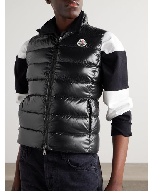 Moncler Black Ghany Daunenweste Aus Gestepptem Glänzendem Shell