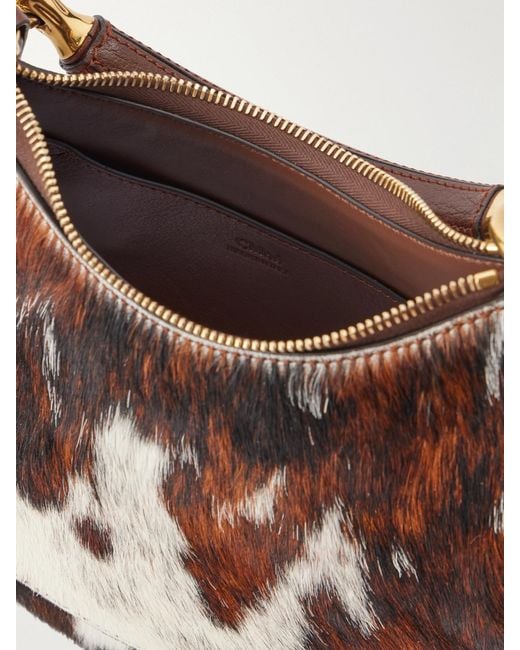 Chloé Brown Banana Leather-Trimmed Calf Hair Shoulder Bag
