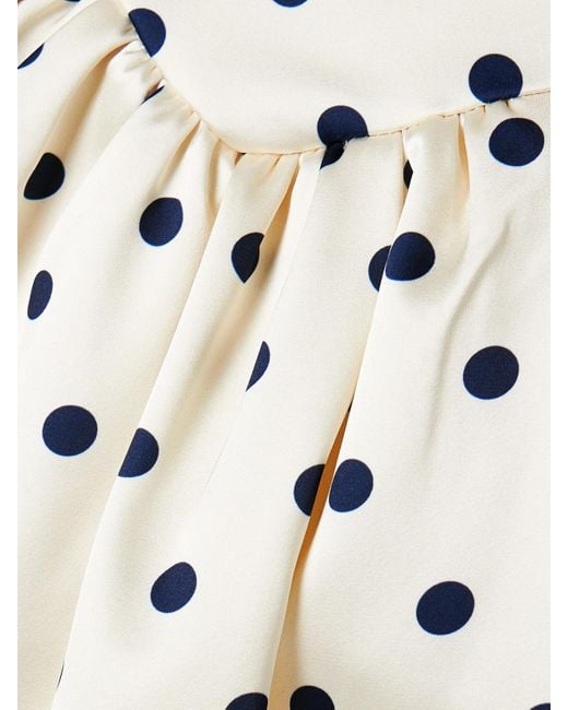 Self-Portrait White Pleated Polka-Dot Duchesse-Satin Mini Dress