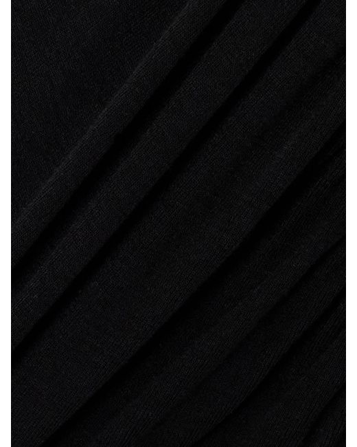Agolde Black Tania Draped Stretch-Tencel Lyocell Jersey Top