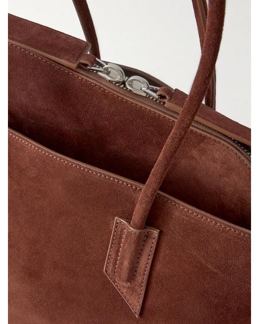 The Attico Brown La Passeggiata Medium Asymmetric Suede Tote