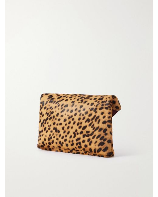 Saint Laurent Natural Cassandre Animal-Print Calf Hair Shoulder Bag
