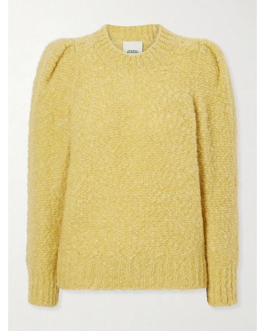 Isabel Marant Yellow Emma Gathered Wool-Blend Bouclé Sweater