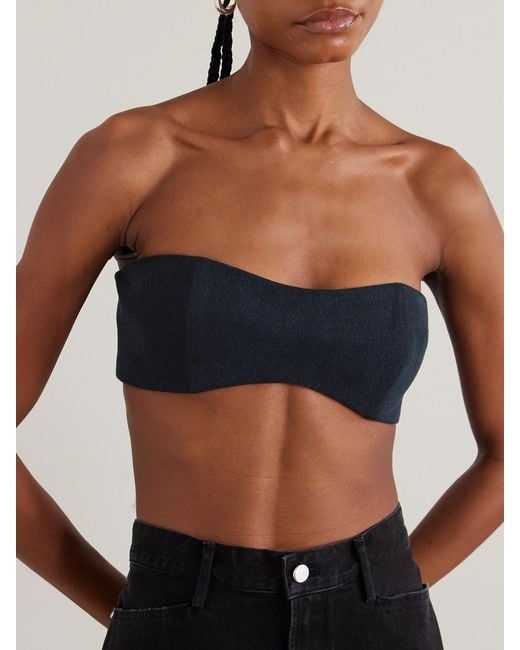 Agolde Blue Maria Mcmanus Organic And Recycled-Denim Bandeau Top
