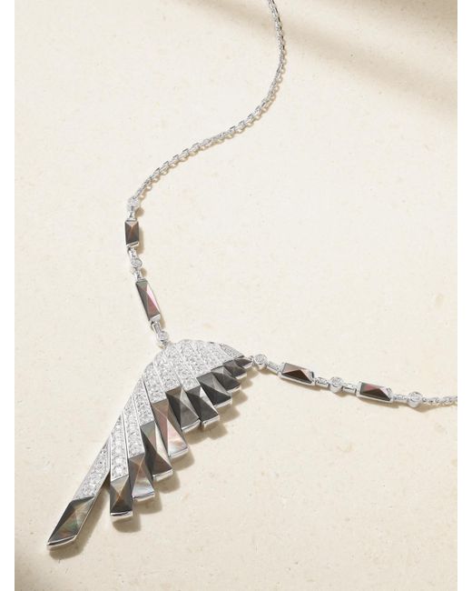 Garrard Natural Wings Rising 18-Karat, Mother-Of-Pearl And Diamond Necklace
