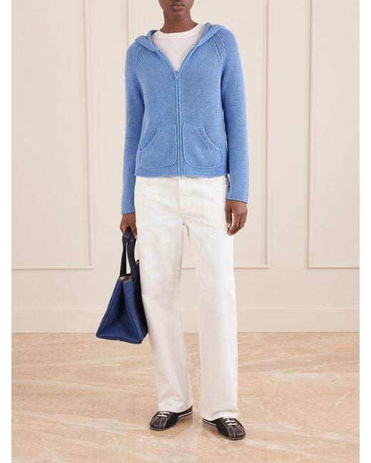 Still Here Blue Bear Knitted Cotton Zip-Up Hoodie