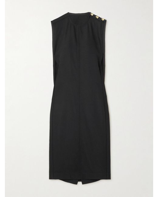 Bottega Veneta Black Kleid Aus Einer Gerippten Wollmischung Mit Cape-Effekt