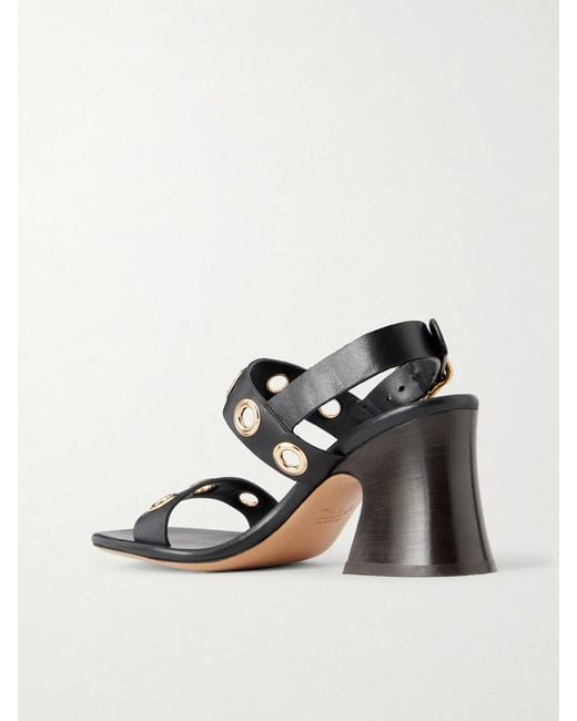 Chloé Black Embellished Leather Sandals