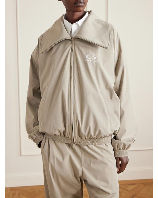 Balenciaga Natural Oversized Embroidered Shell Track Jacket