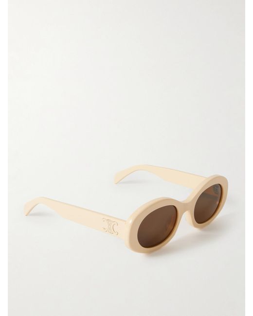 Céline Natural Triomphe Oval-Frame Acetate Sunglasses