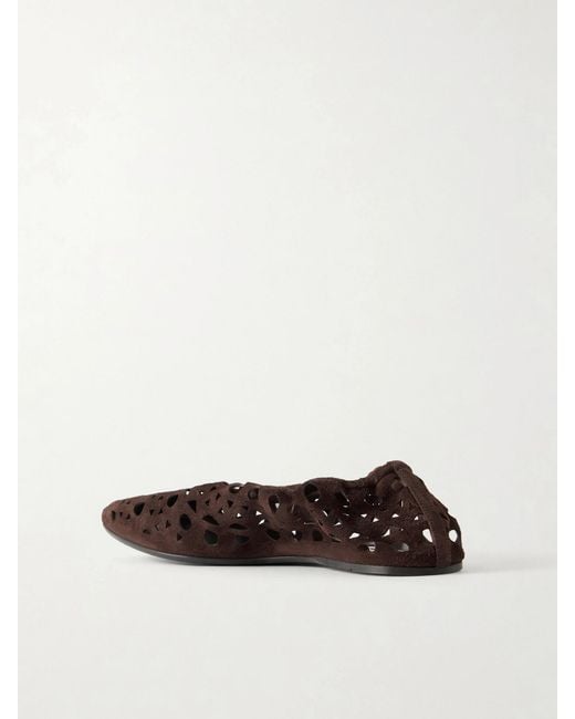 Alaïa White Neo Vienne Perforated Suede Ballet Flats