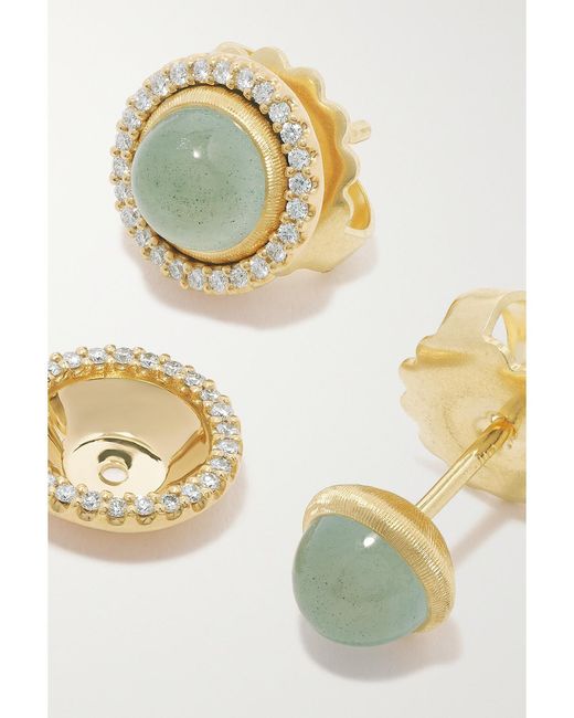 Ole Lynggaard Copenhagen Green Lotus 18-Karat, Aquamarine And Diamond Earrings