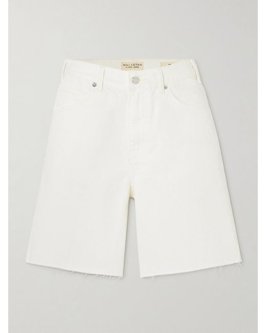 Nili Lotan White Russel Jeansshorts Mit Fransen