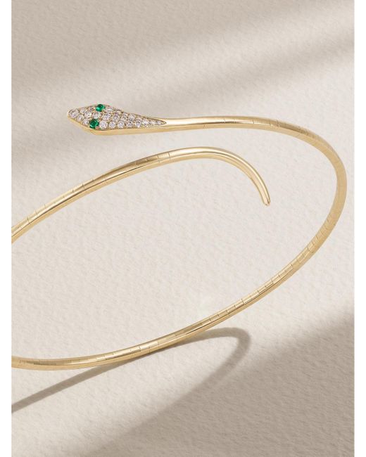 Diane Kordas Natural Snake Armreif Aus 9 Karat Mit Smaragden Und Diamanten