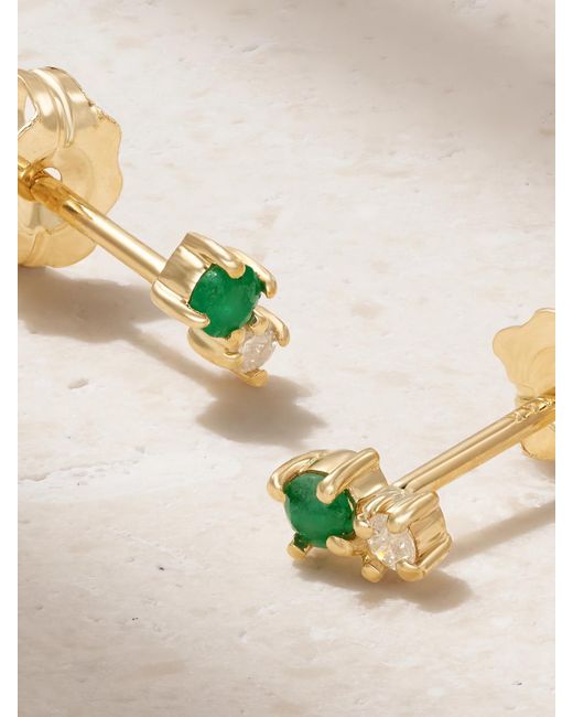 Boucles D'Oreilles En Or 14 Carats (585/1000) Émeraudes Et Diamants Buddy Goddess STONE AND STRAND en coloris Natural