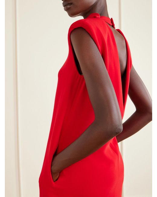 Valentino Garavani Red Draped Silk-Cady Turtleneck Mini Dress