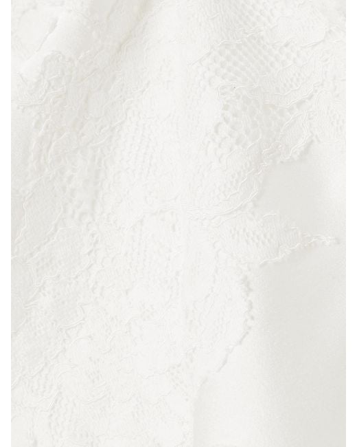 Victoria Beckham White Lace-Trimmed Satin-Crepe Camisole
