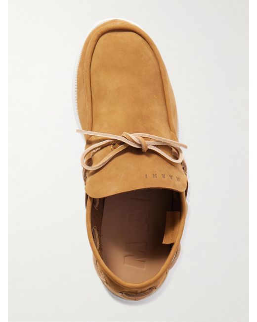 Marni Brown Embossed Suede Loafers
