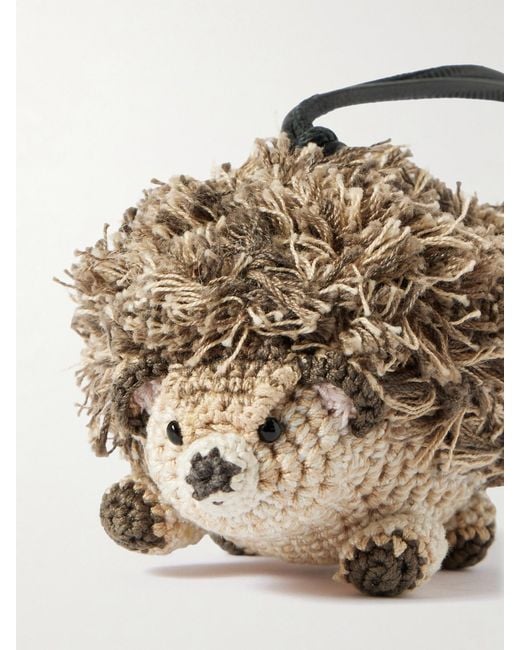 J.W. Anderson Metallic Hedgehog Crocheted Cotton And Leather Bag Charm