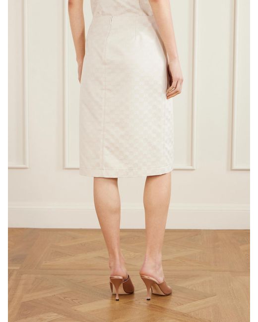 Gucci Natural Jacquard-Gabardine Midi Skirt