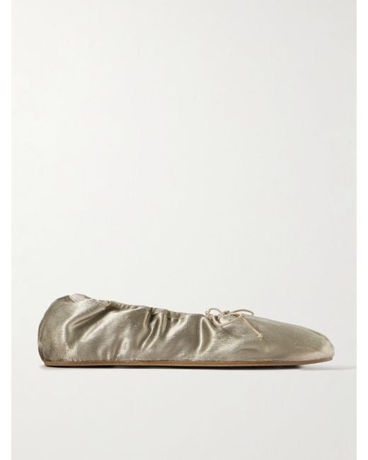 The Row Natural Velvet Ballerina Flats