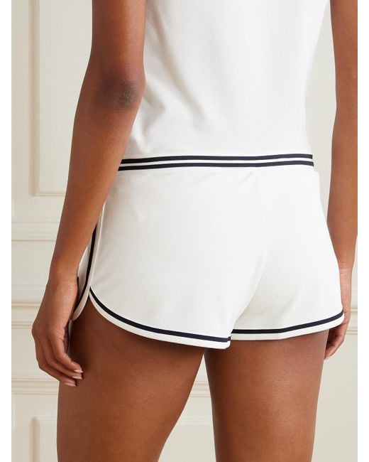 Tory Sport White Tennis-Shorts Aus Stretch-Piqué Mit Streifen