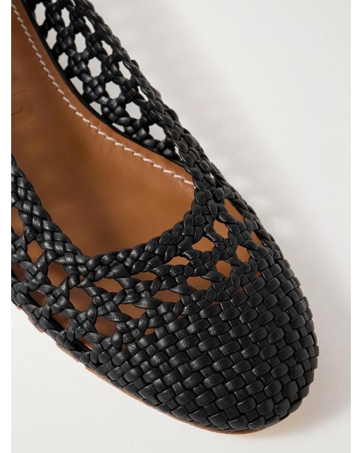 Staud White Nell Ballerinas Aus Geflochtenem Leder