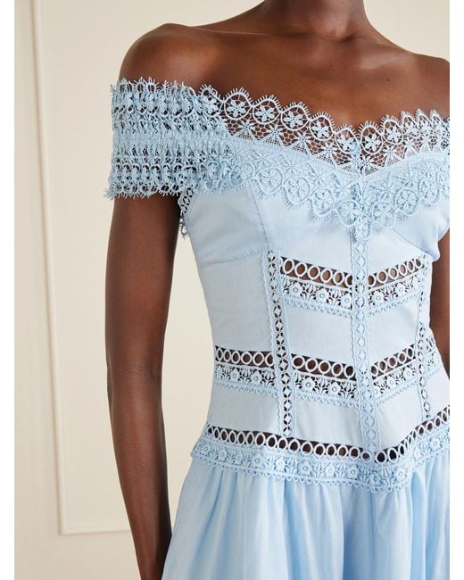 Charo Ruiz Blue Eliane Cotton-Blend Mini Dress