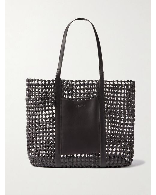 Staud Black Getaway Knotted Leather Tote