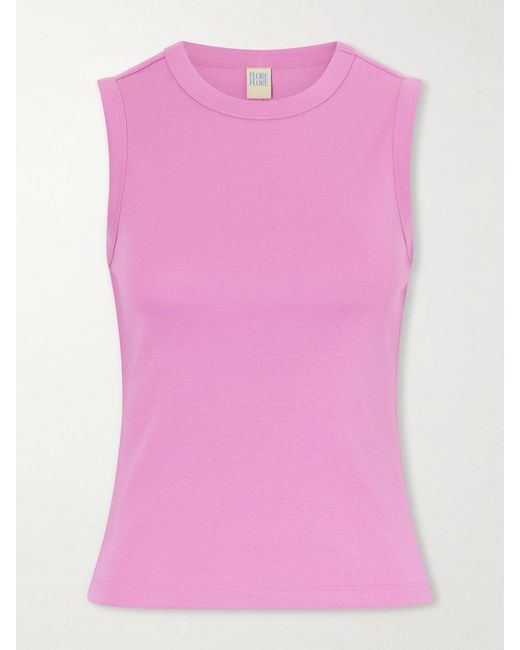 Flore Flore Pink Esmé Ribbed Organic Cotton-Jersey Tank