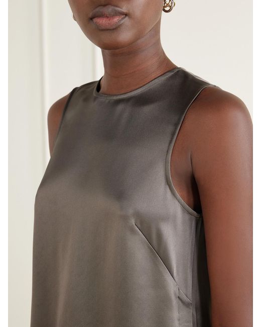La Ligne Gray Crepe-Satin Cami