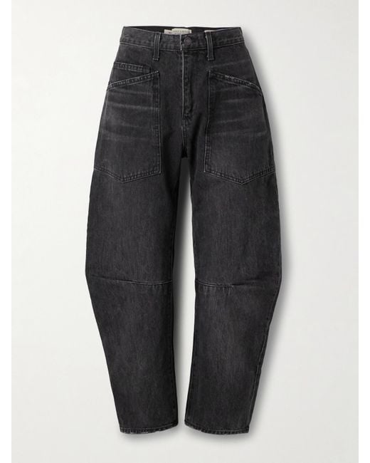 Nili Lotan Blue Shon Mid-Rise Barrel-Leg Jeans