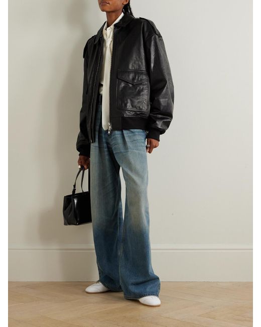 Frankie Shop Black Viper Oversized Leather Jacket