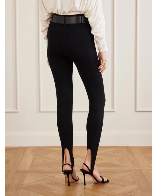 Self-Portrait Blue Belted Stretch-Jersey Stirrup Leggings