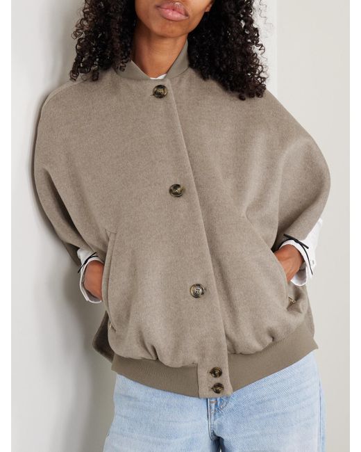 Max Mara Natural Leticia Jacke Aus Kaschmir Mit Cape-Effekt