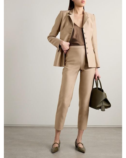 Salon 1884 Natural Laconi Cotton And Silk-Blend Tapered Pants