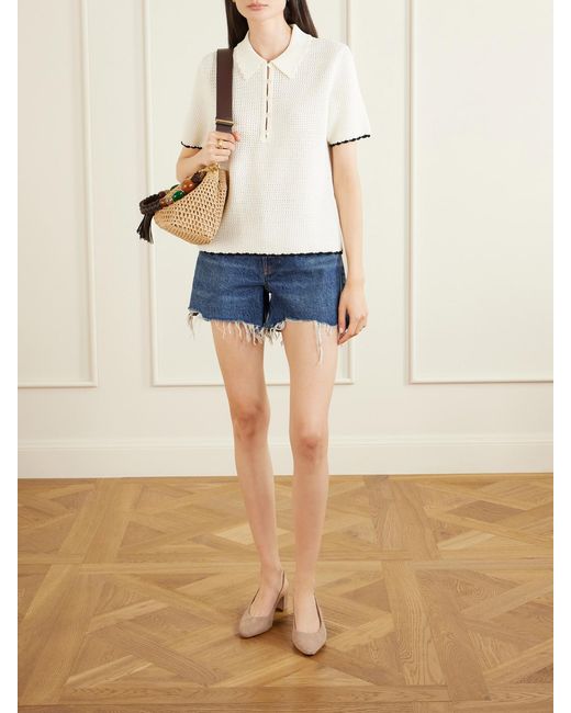 FRAME White Daybreak Mesh Polo Shirt