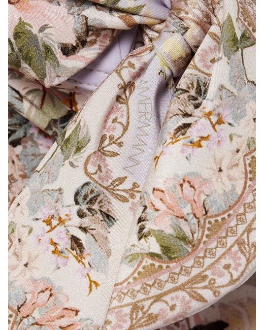 Zimmermann Natural Wylie Trägerloser, Bedruckter Badeanzug Mit Cut-Out Zum Binden