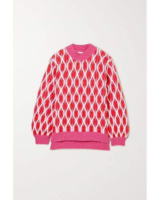 Stine Goya Red Anders Cable-Knit Wool-Blend Sweater