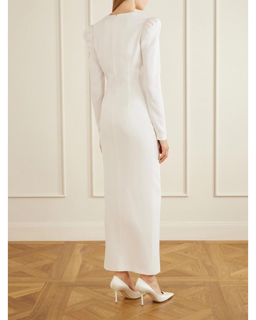 Alessandra Rich White Bow-Detail Cady Midi Dress