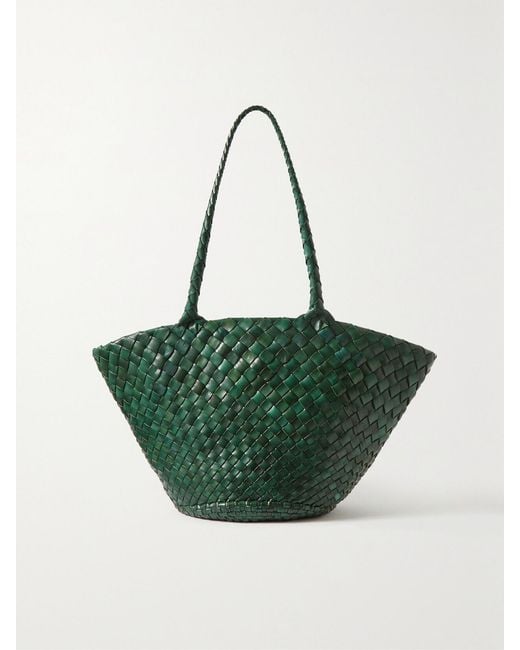Dragon Diffusion Green Egola Woven Leather Tote
