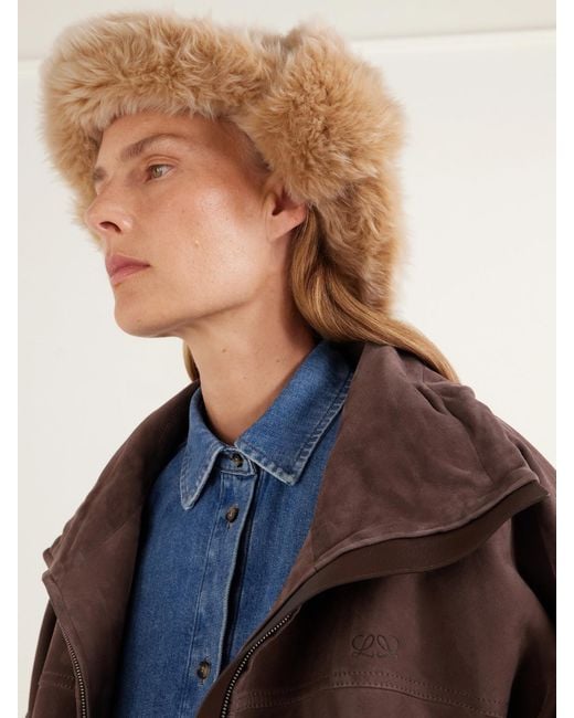 Loewe Natural Loop Shearling Trapper Hat