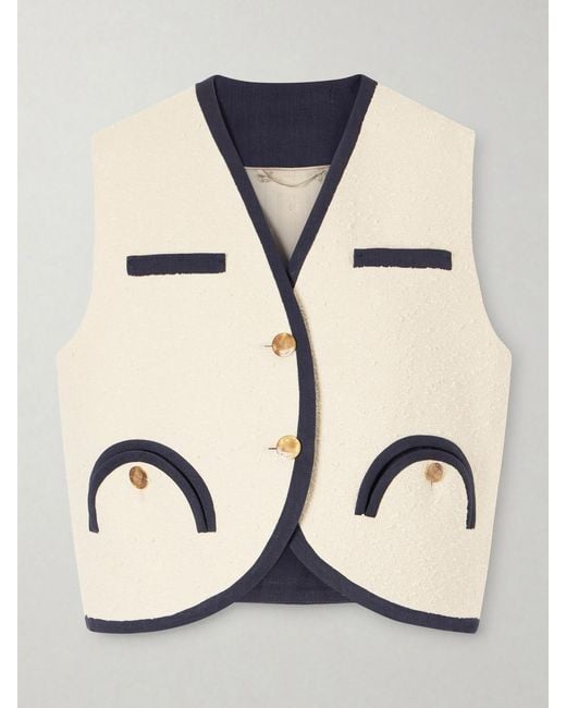 Blazé Milano Natural Orinda Gliss Cotton-Blend Bouclé Vest