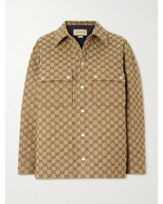 Gucci Natural Hemd Aus Gestepptem Canvas Aus Einer Baumwollmischung Mit Jacquard-Muster Und Wattierung